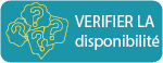 Bouton bleu turquoise avec des icônes de points d'interrogation stylisés et le texte "VERIFIER LA disponibilité".