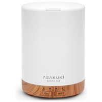 Diffuseur d'huiles essentielles ASAKUKI blanc et bois pour l'endormissement.